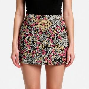 Rafaella Comfort Floral Pull-On Skort - Size Large - Pink/Yellow/Black